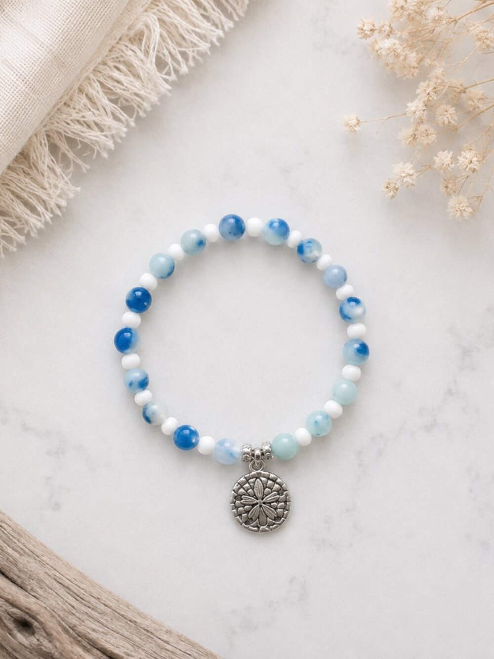 Beaded Bracelet with Sand Dollar Charm | Most Alive | Adventure & Joy Gift